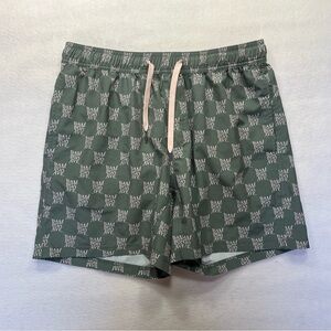 Men's Bamboo Ave Patterned Green Athletic Shorts